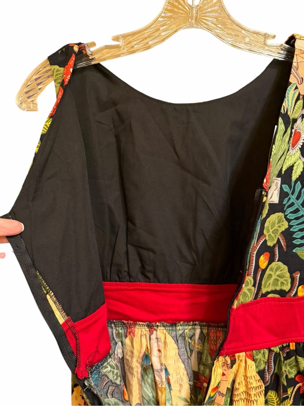 Hemet Frida Kahlo Mexican Folk Art Cotton Fit Flare Dress S Made USA - Picture 8 of 9
